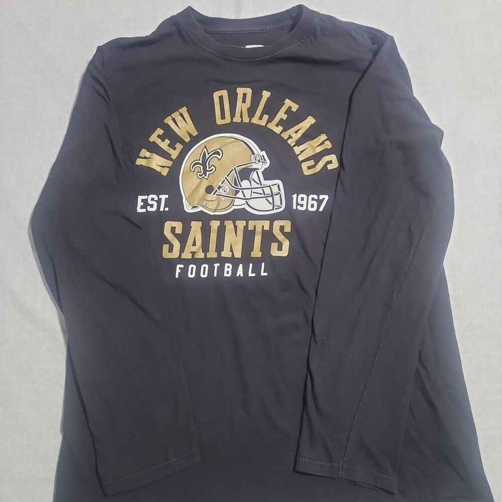 New Orleans Saints Shirt Mens Medium Black NFL Football Long Sleeve Graphic